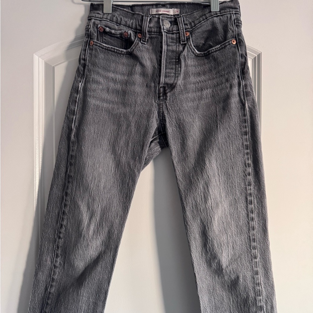 Levi’s Wedge Straight High Rise Jeans Gray Wash | Size 24